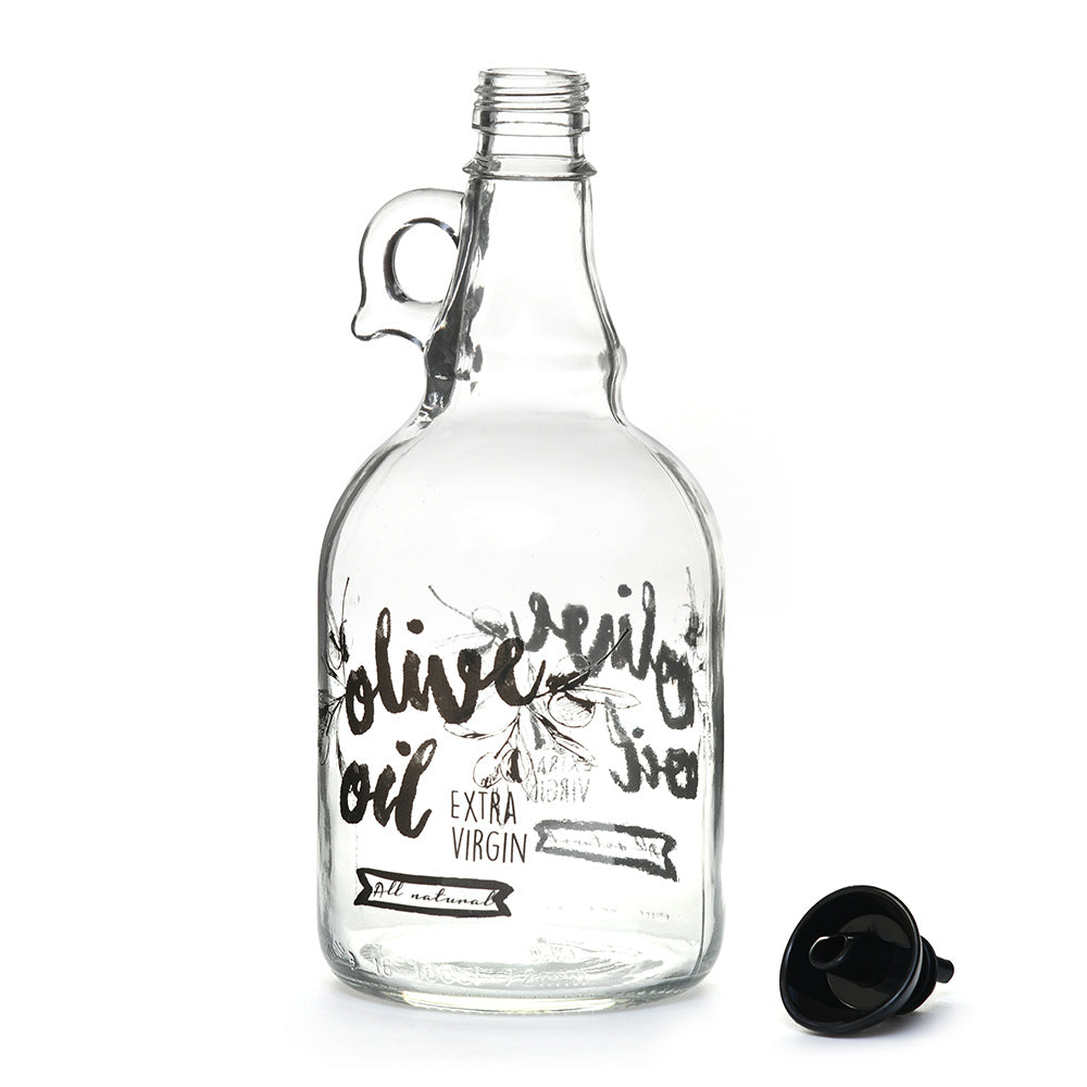 Transparent 1000 ml Glass Oil Dispenser Bottle (Transparent & Black)