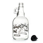 Transparent 1000 ml Glass Oil Dispenser Bottle (Transparent & Black)