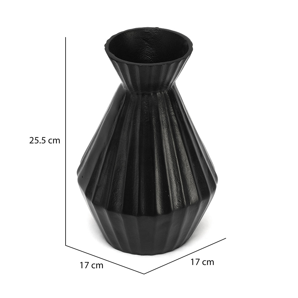 Angular Neck Metal Small Vase (Black)