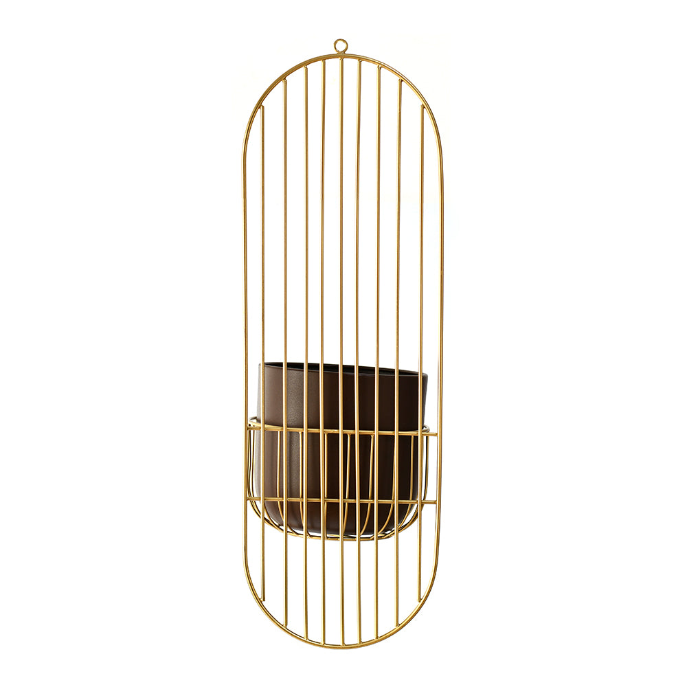 Metal Wall Mounted Planter (Brown & Gold)