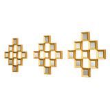 Square Shaped Decorative Mirrors Set of 3 (Gold)