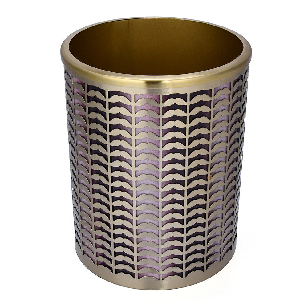 Metal 2.5 Liter Open Dustbin (Gold)