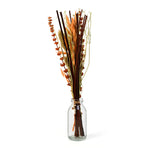 Arias by Lara Dutta Decorative Glass Vase with Dry Flowers (Transparent & Brown)