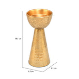 Decorative Criss Cross Textured Metal Candle Holder (19 cm, Gold)