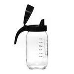 Transparent 1000 ml Glass Oil Measure Jar With Lid (Transparent & Black)