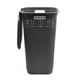 Rectangular 55 L Polypropylene Laundry Basket with Lid (Grey)