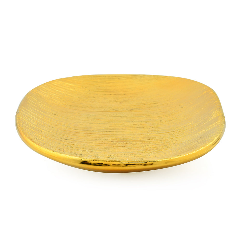 Glaze Oval Ceramic Decorative Platter (Gold)