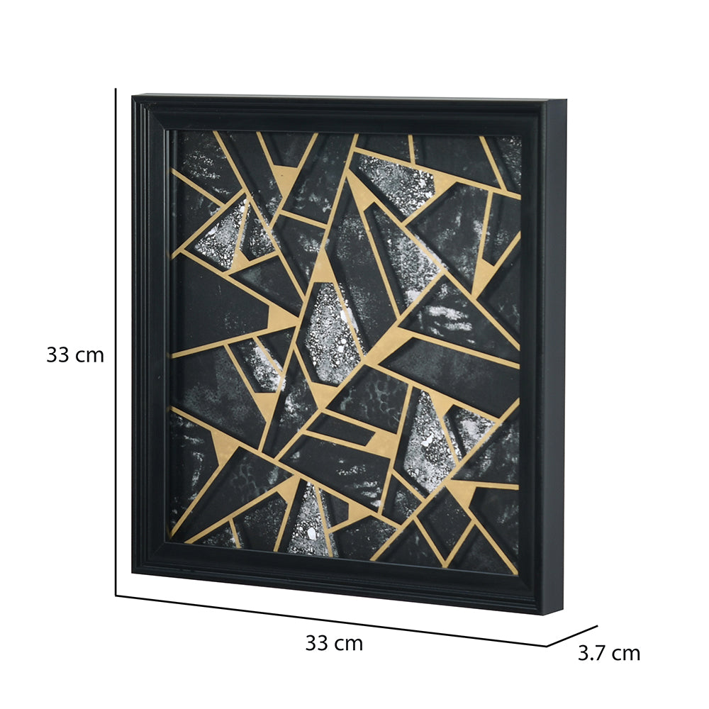 Acrylic Glass Art Paintings Set of 2 (Black & Gold)