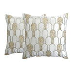 Abstract Cotton Polyester 16' x 16' Cushion Covers Set of 2 (Off White)