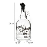 Transparent 1000 ml Glass Oil Dispenser Bottle (Transparent & Black)