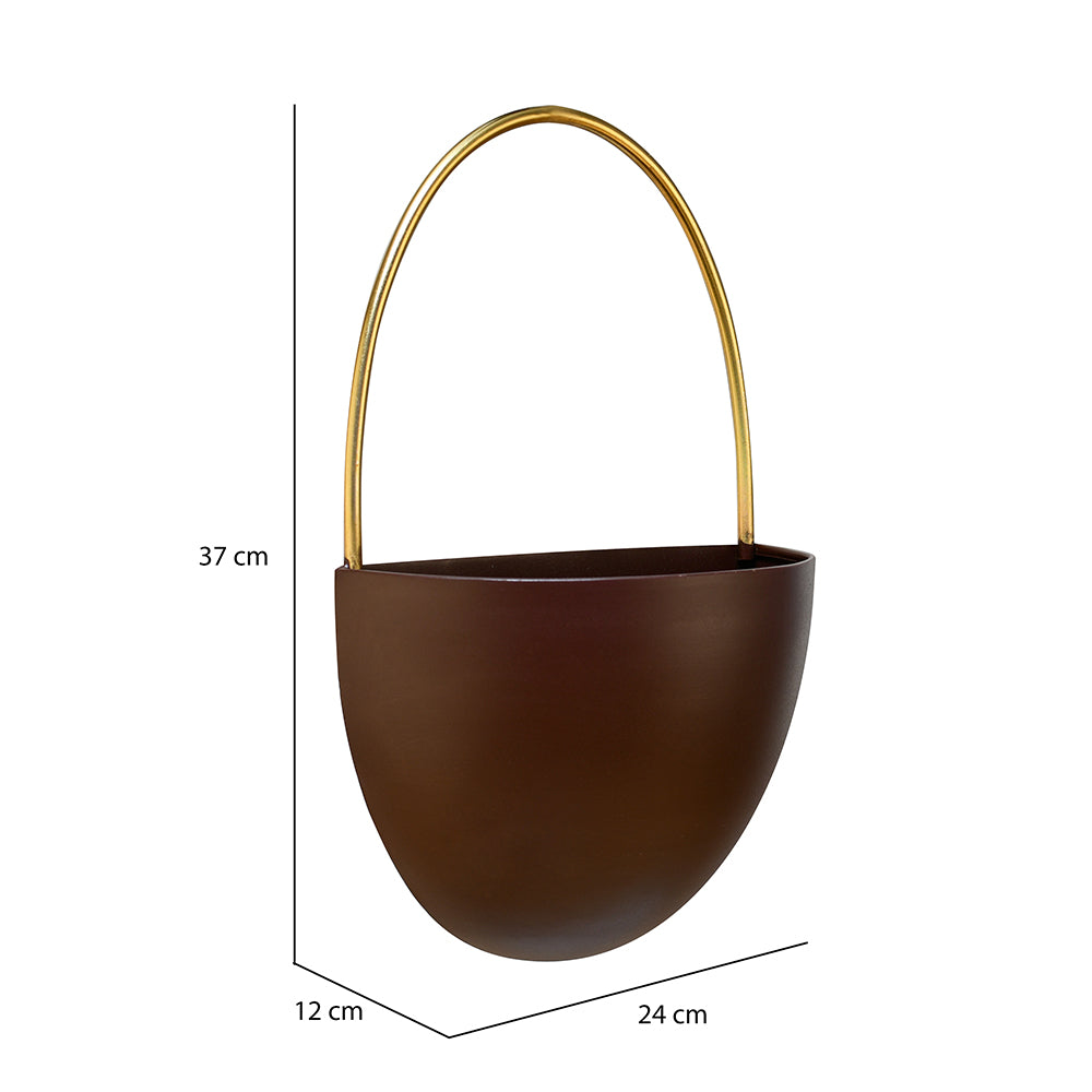 Cirque Wall Mounted Metal Planter 37 cm (Brown)