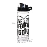 Live Life Lound Print 750 ml Sports Water Bottle (Black)