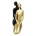 Sitting Couple Decorative Polyresin Showpiece (Black & Gold)