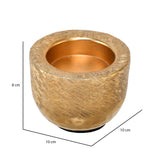 Decorative Criss Cross Textured Round Metal Votive (Gold)