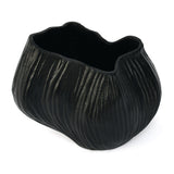 Decorative Wavy Small Metal Vase (Black)