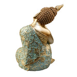 Buddha Resting On Knee Decorative Polyresin Showpiece (Mint & Gold)