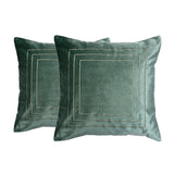 Solid Cotton Polyester 16" x 16" Cushion Covers Set of 2 (Green)