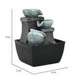 Decorative 3 Pots Polyresin Water Fountain (Grey & Black)