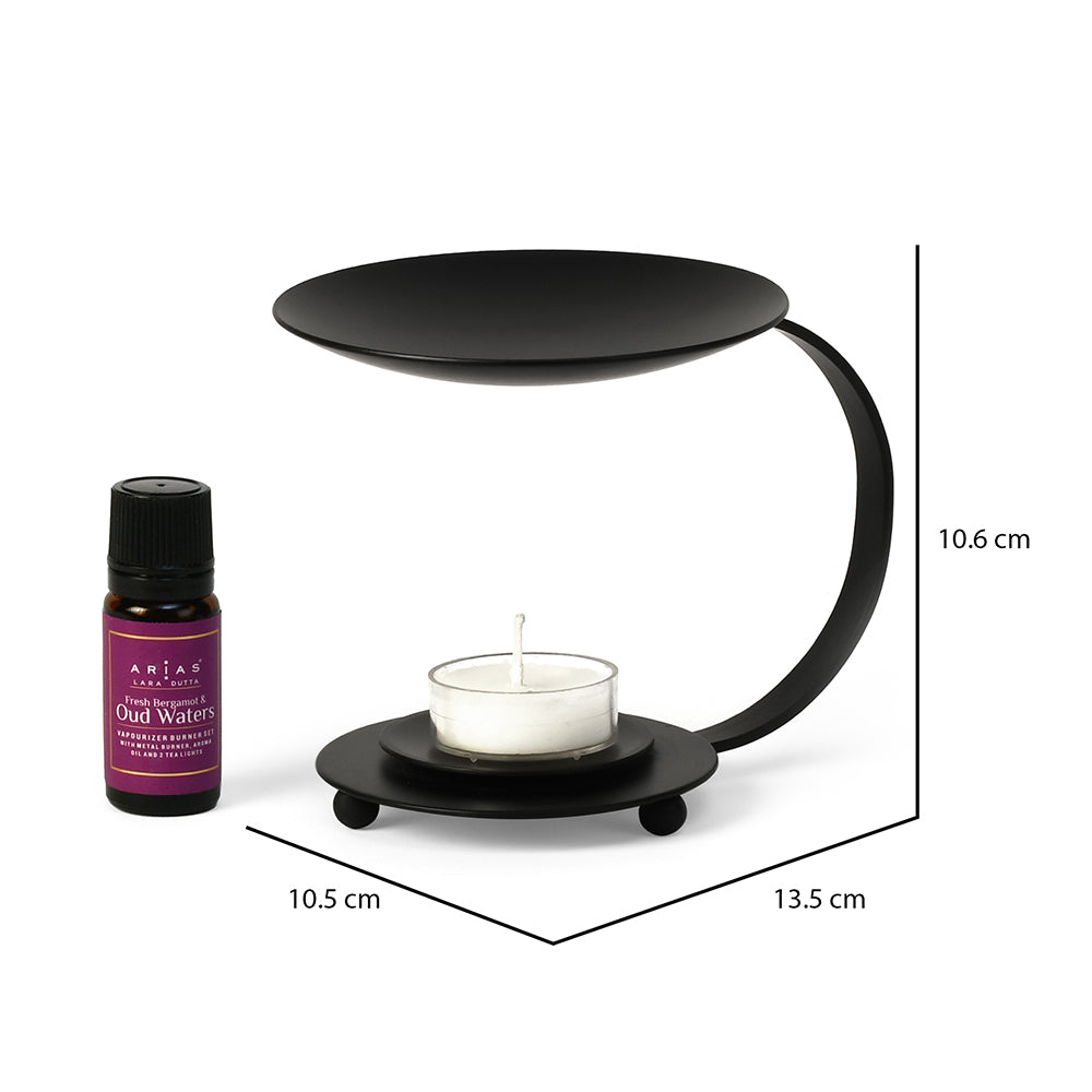 Arias by Lara Dutta Fresh Bergamot and Oud Water Aroma Diffuser Set (Black)