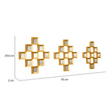 Square Shaped Decorative Mirrors Set of 3 (Gold)