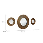 Cirque Round Decorative Wall Mirror Set of 3 (Brown)