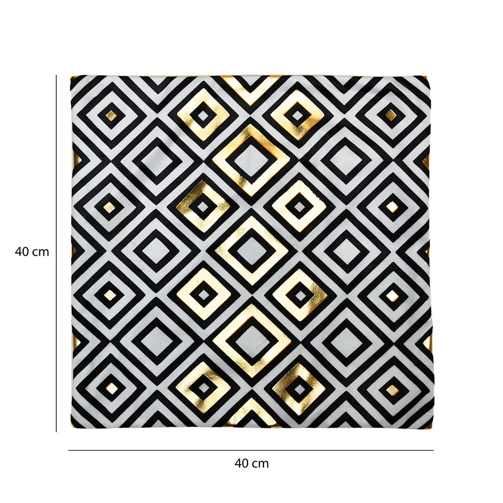 Geometric Polyester 16' x 16' Cushion Cover (Off White & Gold)