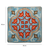 Embroidered Polyester 16" x 16" Cushion Cover (Blue & Orange)