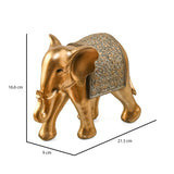 Curl Trunk Elephant Decorative Polyresin Showpiece (Grey & Gold)