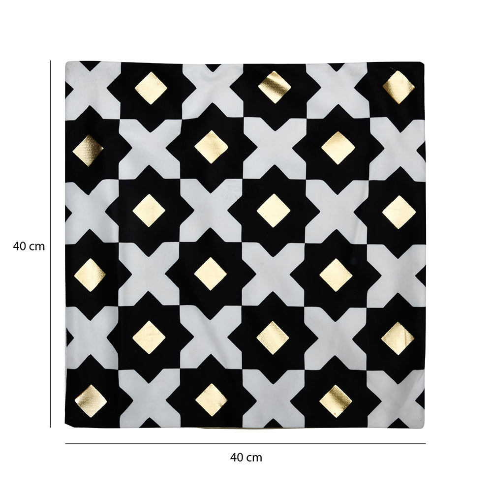 Abstract Polyester 16" x 16" Cushion Cover (Black & Gold)