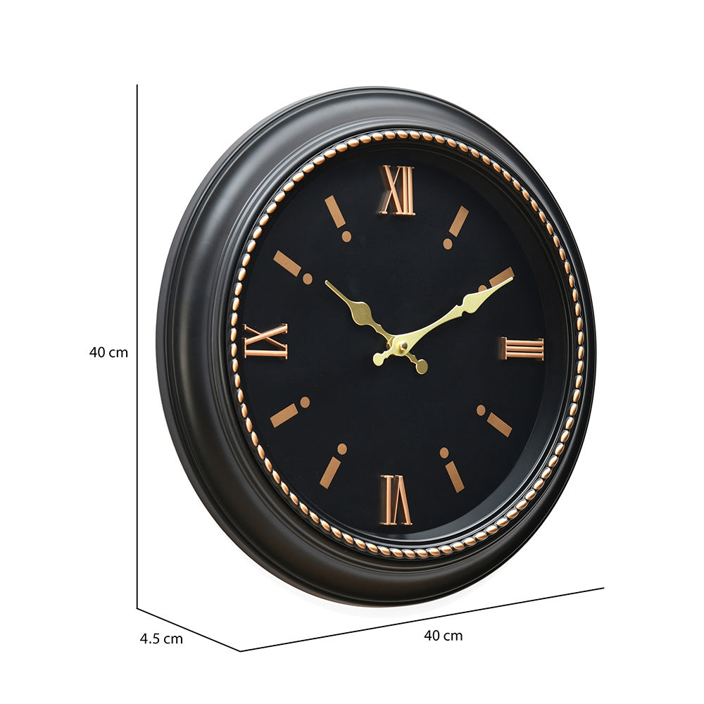 Mini Romania Antique Analog Wall Clock (Black & Gold)