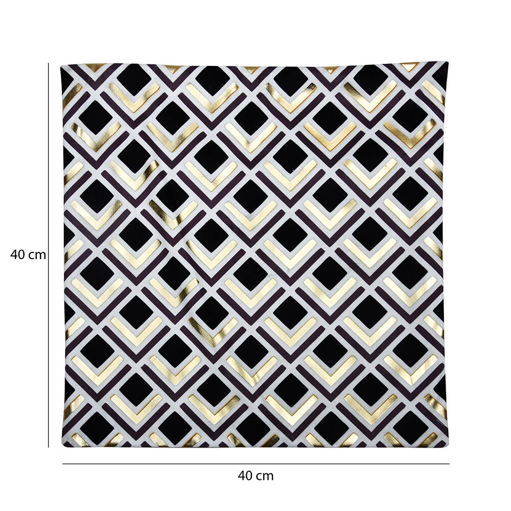 Geometric Polyester 16' x 16' Cushion Cover (Off White & Gold)