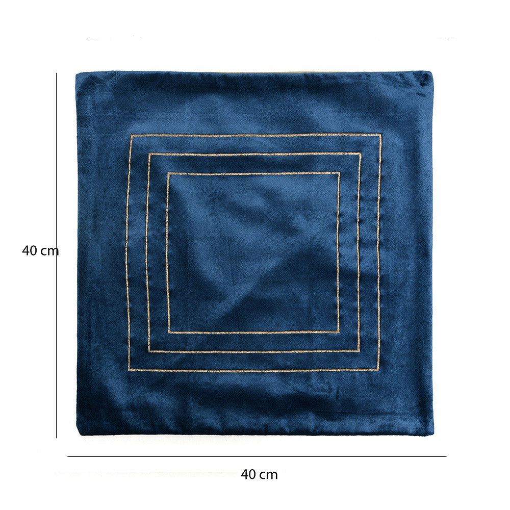 Solid Cotton Polyester 16' x 16' Cushion Covers Set of 2 (Blue)