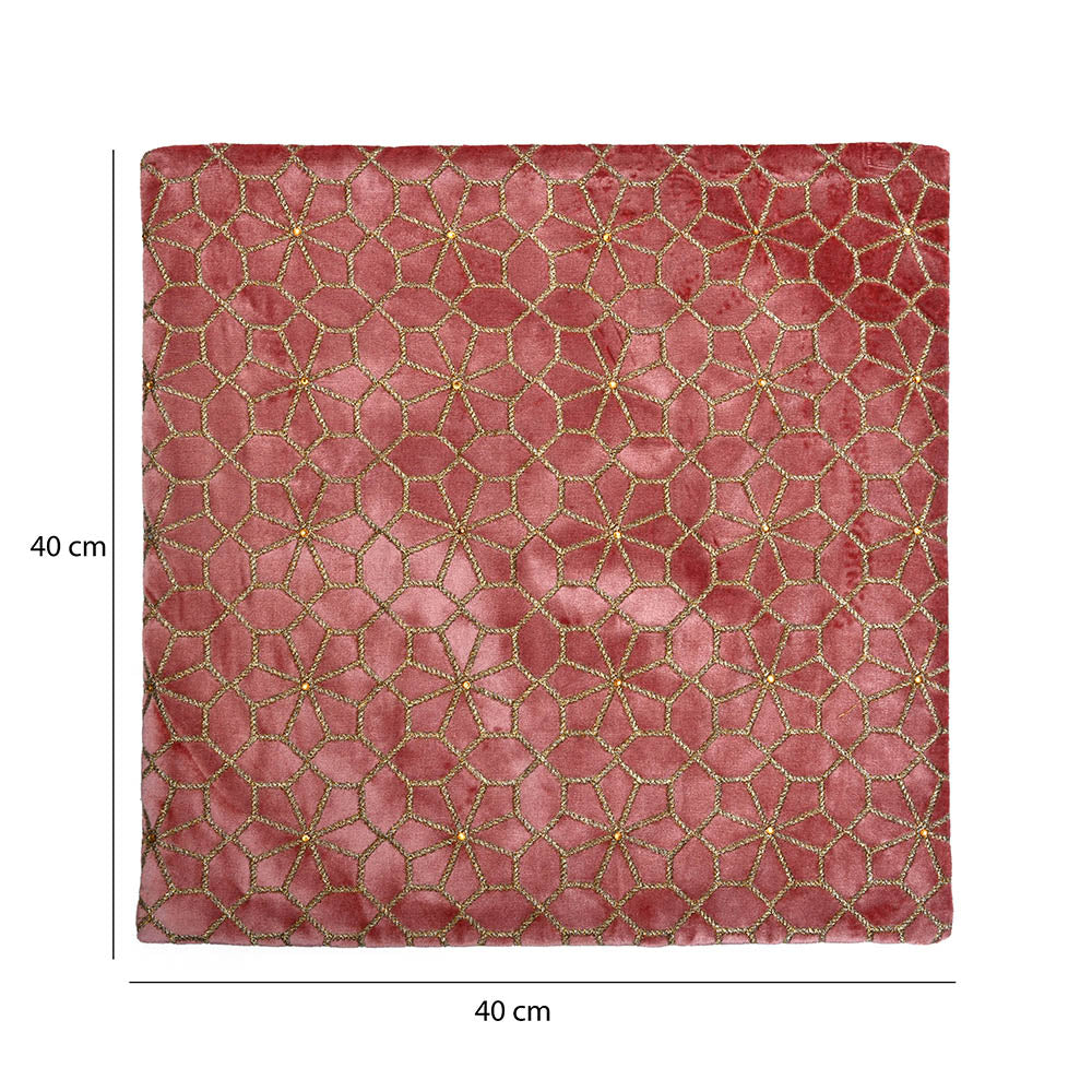 Floral Cotton Polyester 16" x 16" Cushion Covers Set of 2 (Pink)