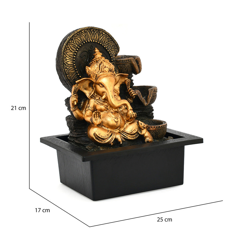 Ganesha Arc Polyresin Decorative Water Fountain (Antique Gold)