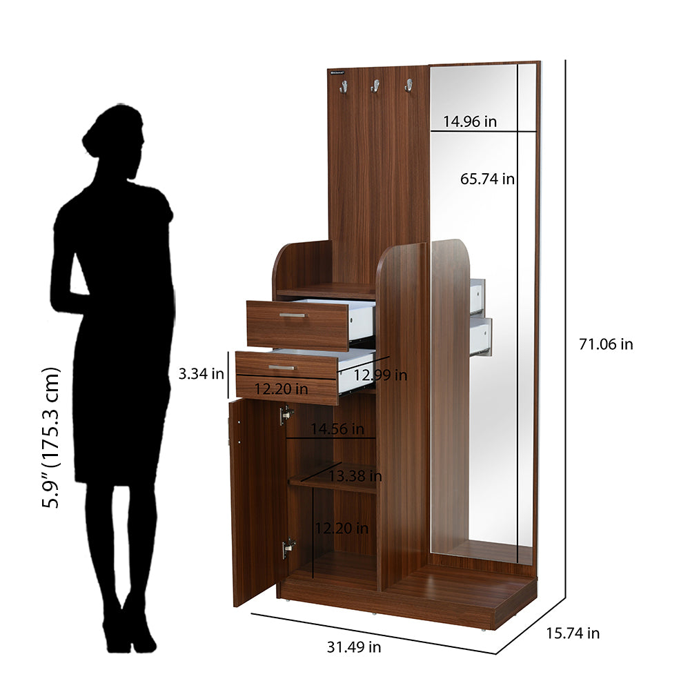 Max Engineered Wood Dresser with Mirror (Classic Walnut)