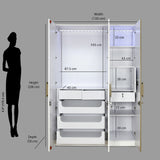 Cassini 3 Door Wardrobe With Led Light (White)