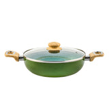 Arias by Lara Dutta Non-Stick Fry Pan With Dosa Tawa and Kadhai With Lid Set of 3 (Emerald)