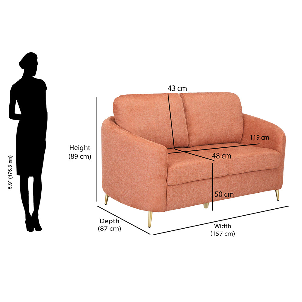 Arch 2 Seater Fabric Sofa (Rust)