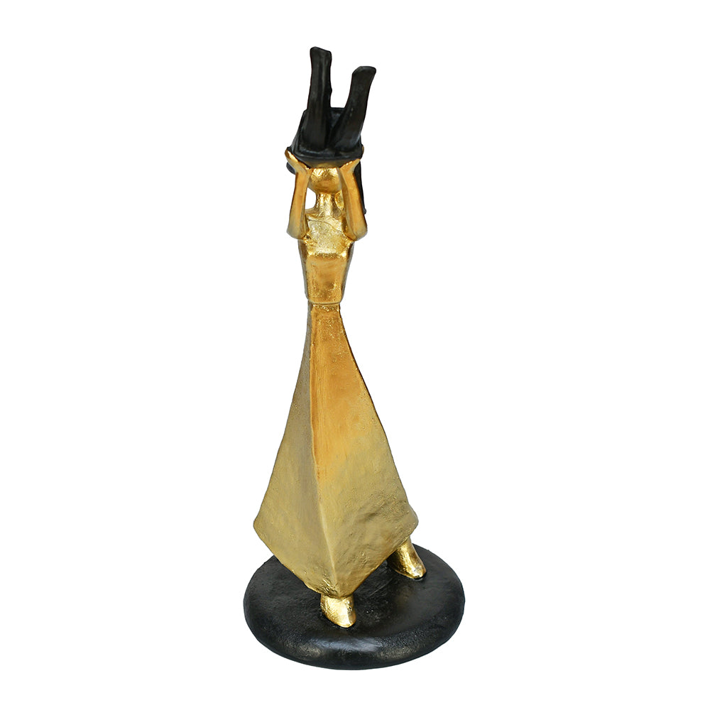 Mom Holding Kid Decorative Polyresin Showpiece (Black & Gold)