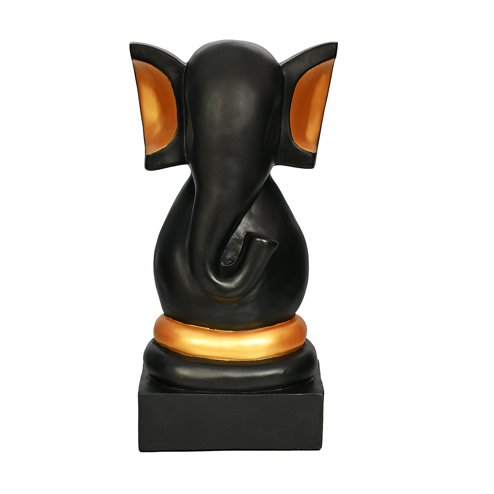 Vighnaharta Ganesha Polyresin Showpiece (Black & Gold)