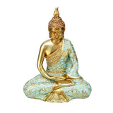 Meditating Buddha Polyresin Showpiece (Mint & Gold)