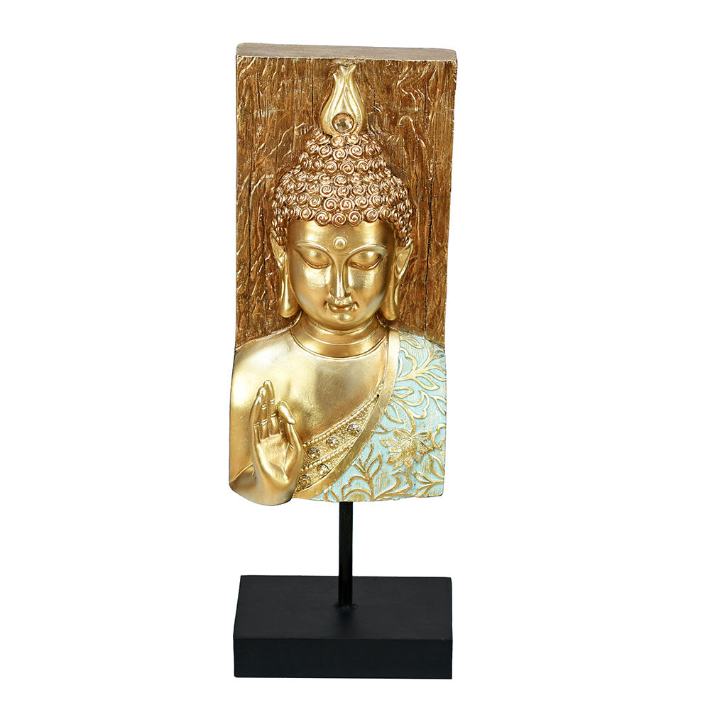 Decorative Buddha Polyresin Showpiece (Mint & Gold)