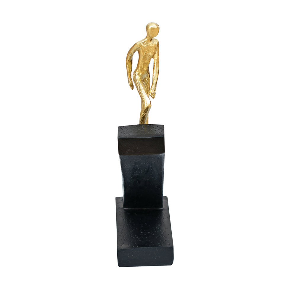 Man Climbing Stairs Decorative Polyresin Showpiece (Black & Gold)