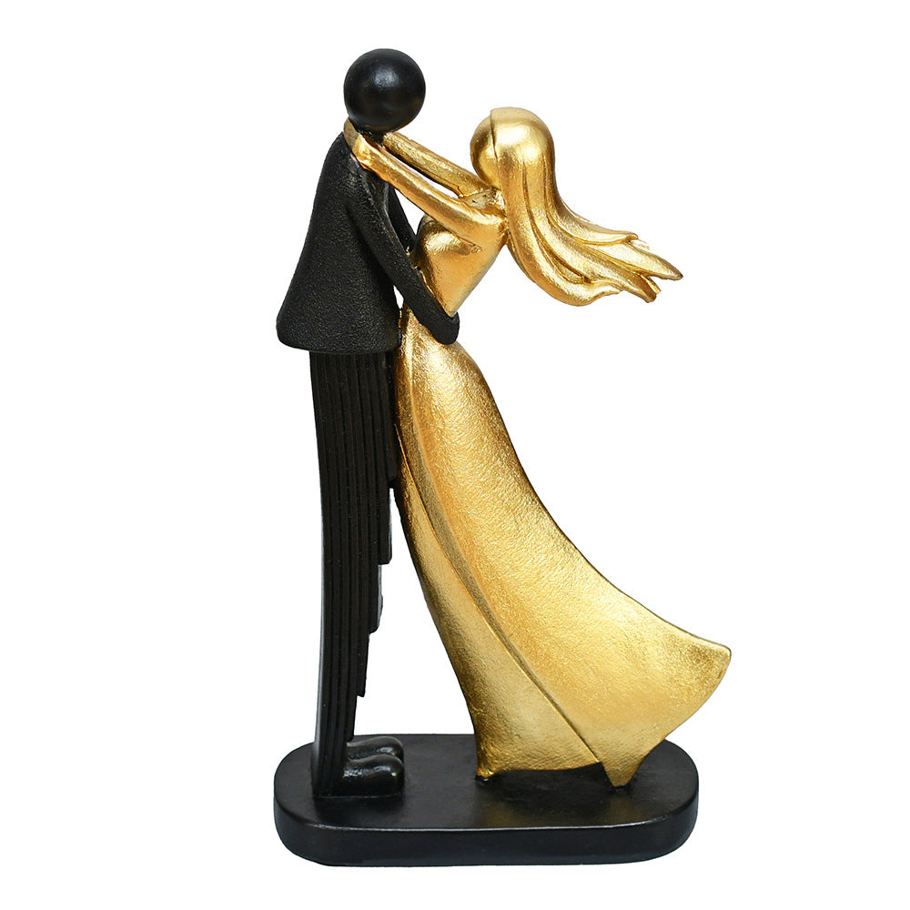 Ballroom Dancing Couple Polyresin Showpiece (Black & Gold)