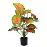 Tropicana Fairy Taro Artificial Potted Plant (Green & Red)