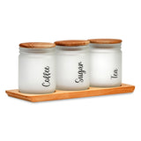 Minimalist 446 ml Storage Jars Set of 3 With Base (White & Brown)