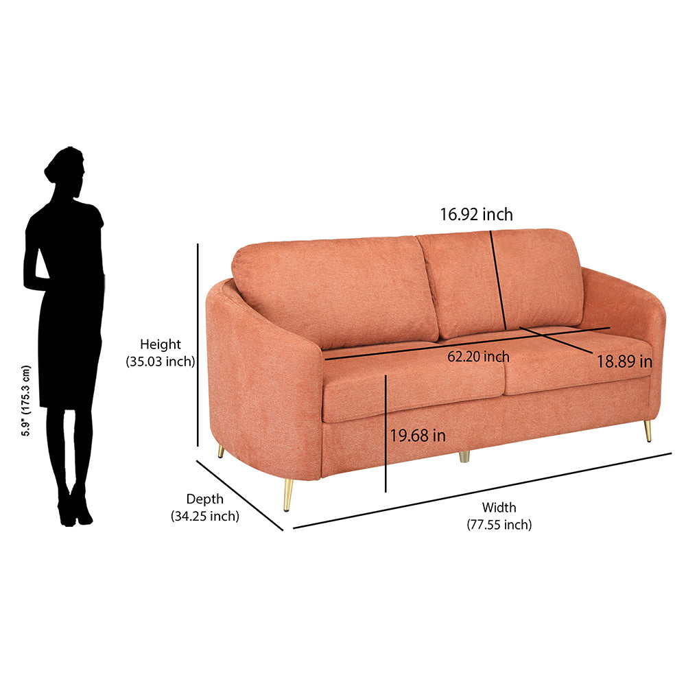 Arch 3 Seater Fabric Sofa (Rust)