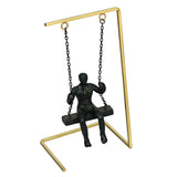 Man On Swing Decorative Polyresin Showpiece (Black & Gold)