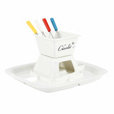 Ceramic Fondue Set with Sticks (White)