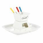 Ceramic Fondue Set with Sticks (White)